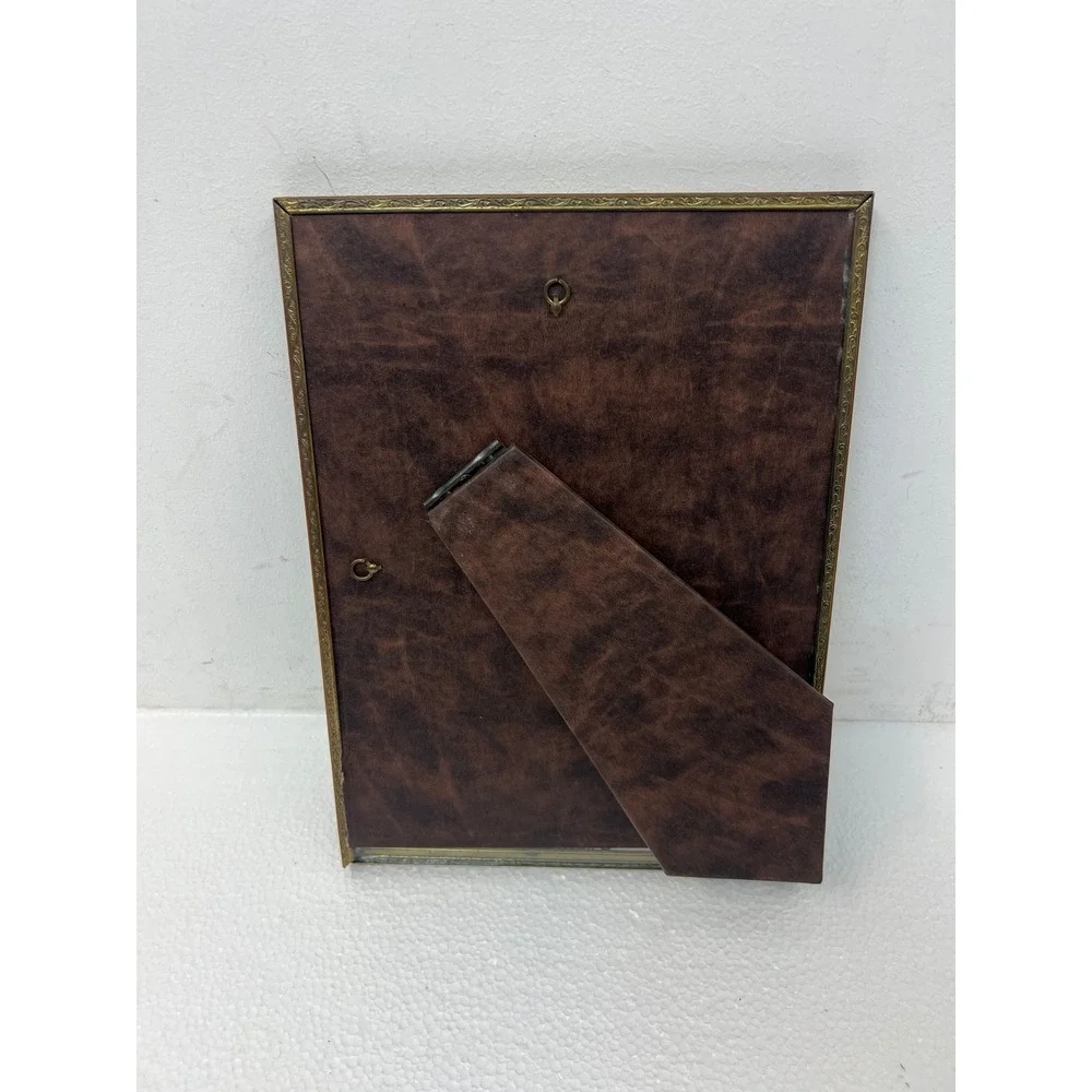 Vintage Art Nouveau Picture Frame Ornate Filigree Brass 8x10 Stand Up Easel Back